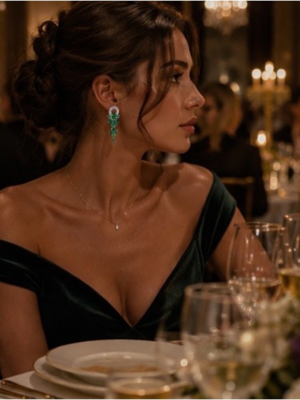 Anthropologie Emerald Teardrop Cluster Earrings